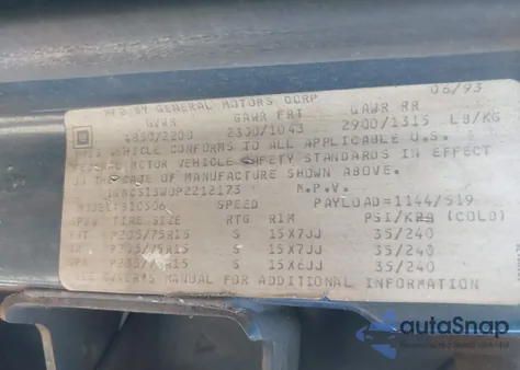 1996 Chevrolet Blazer z USA, uszkodzony, nr VIN 1GNCS13W0T2212173